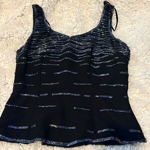 J KARA NEW YORK Black Beaded Holiday Cocktail Sleeveless Camisole Top S